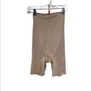 Spanx Simplicity Sand Castle high waisted size medium mid thigh shaper shorts.